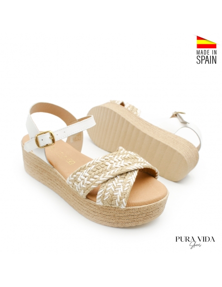Sandalia Esparto Plataforma blanca