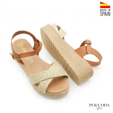Sandalias Mujer Esparto cuero