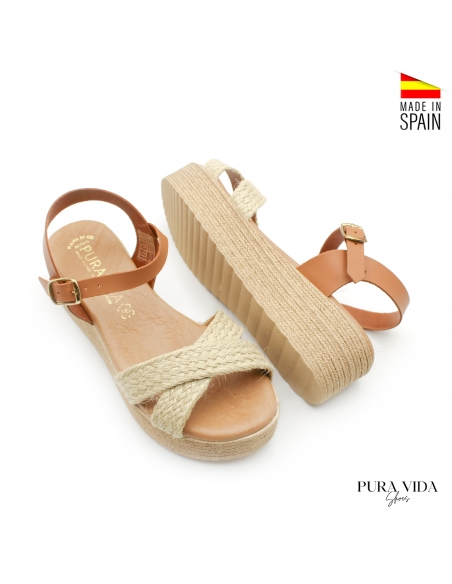 Sandalias Mujer Esparto cuero