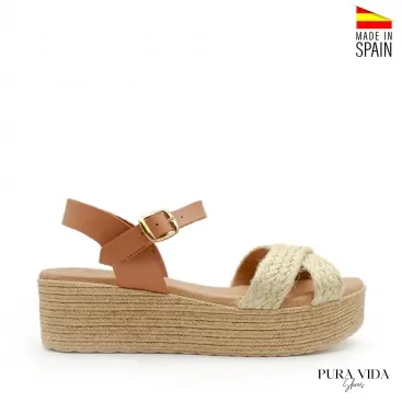 sandalias cuna plataforma camel
