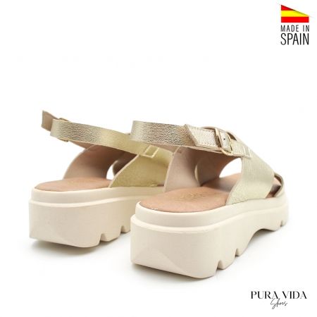 Sandalias de Plataforma piel Doradas