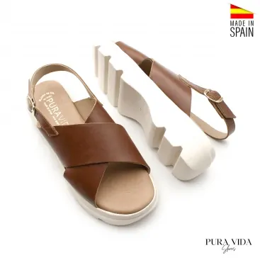 Sandalias de Plataforma piel Marrones