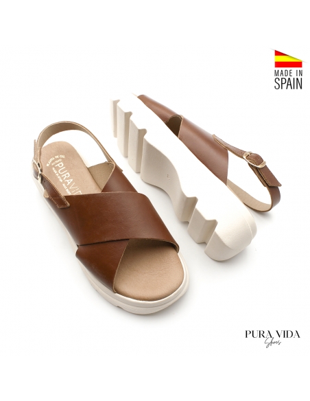 Sandalias de Plataforma piel Marrones
