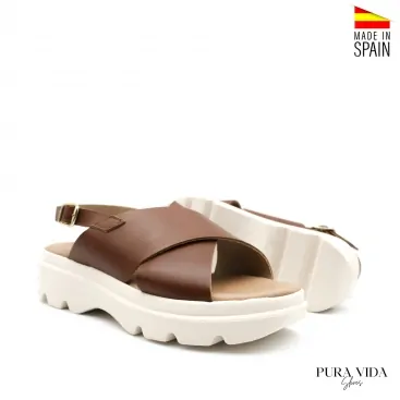 Sandalias de Plataforma Marrones piel