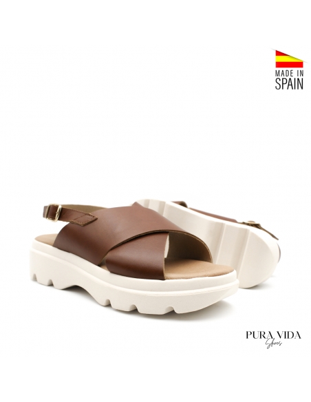 Sandalias de Plataforma Marrones piel