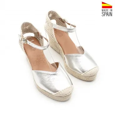 Alpargatas Piel Cuña plata