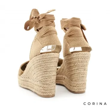 Alpargata valenciana camel con cuña alta