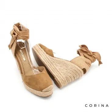 Alpargata valenciana camel con cuña alta