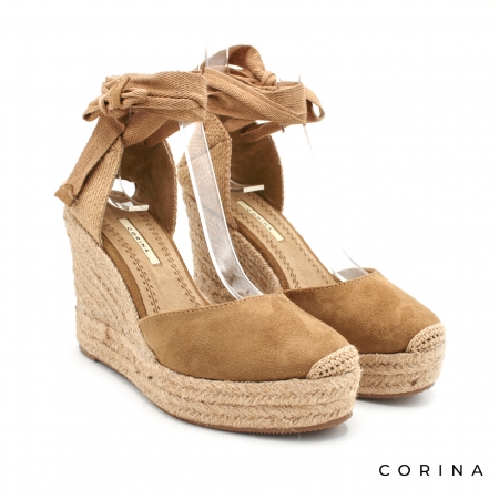 Alpargata valenciana camel con cuña alta