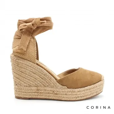 Alpargata valenciana camel con cuña alta