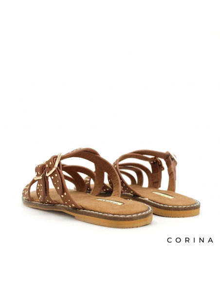 sandalia tiras tachuelas