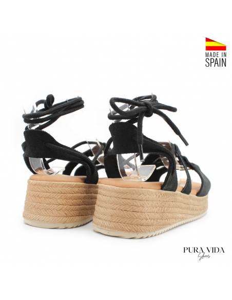 sandalias romanas negras mujer