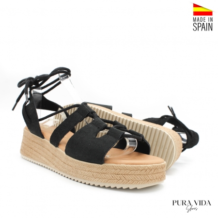 sandalia romana negra mujer