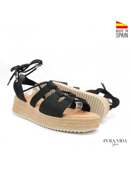 sandalia romana negra mujer