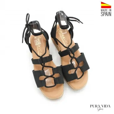 sandalia romana negra con plataforma