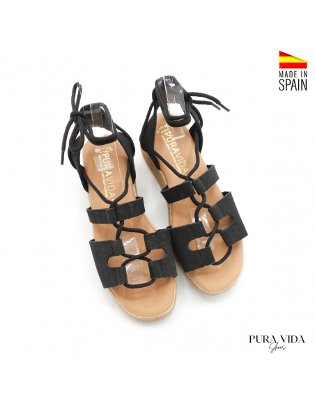 sandalia romana negra con plataforma