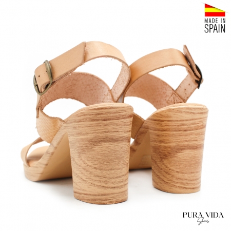 Sandalia tacon piel cuero