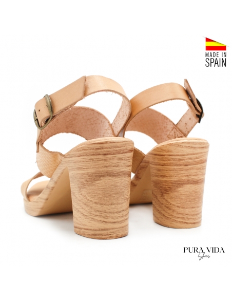 Sandalia tacon piel cuero