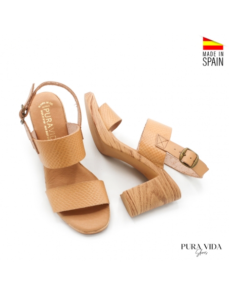 Sandalia tacon madera