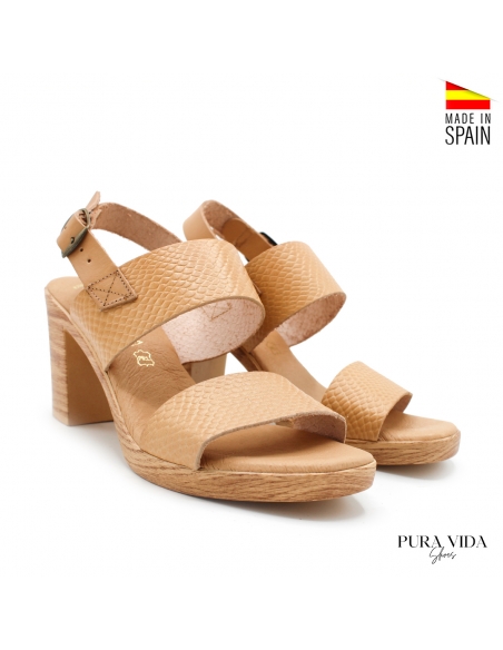 Sandalia tacon piel