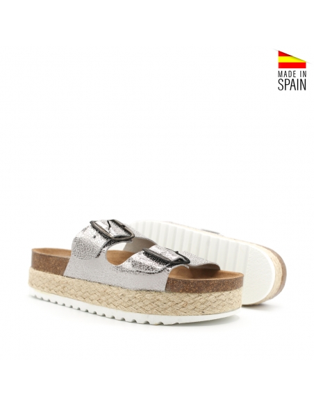Sandalia plataforma plata