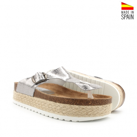 Sandalia dedo plataforma plata TG