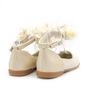 Bailarina beige niña comunión tipo bailarina con diseño clásico