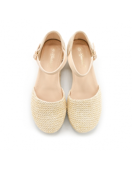Esparteñas Niña color beige con cuña