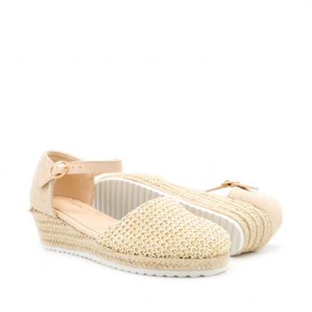 Esparteña Niña con cuña de esparto beige