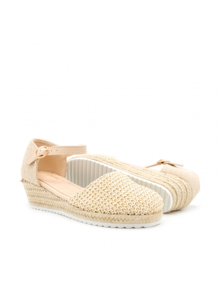 Esparteña Niña con cuña de esparto beige