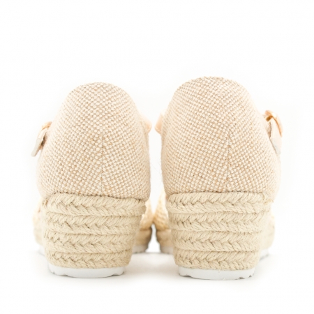 Esparteñas cuña Niña beige tipo rafia