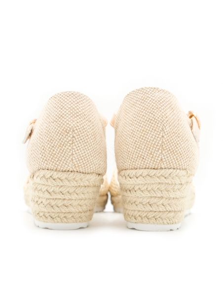 Esparteñas cuña Niña beige tipo rafia