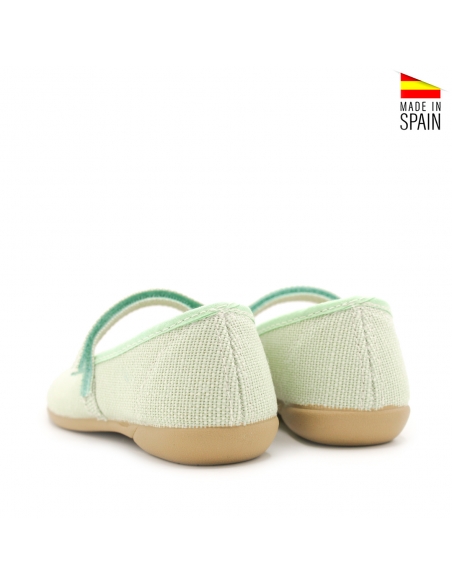 Zapatos tipo merceditas de lino para niña, suela flexible