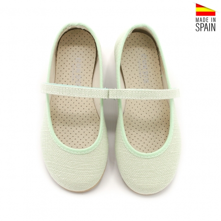 merceditas de lino niña verde agua