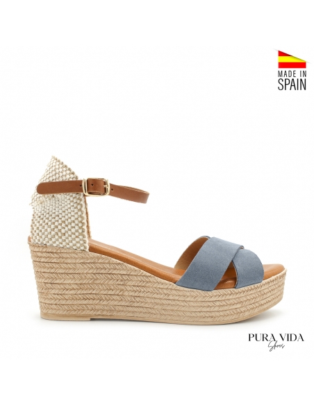 sandalias cuña azul