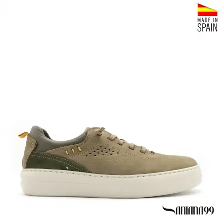 Zapato casual verde con cordón elástico