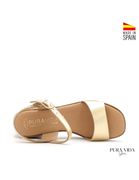 sandalias tacon ancho doradas