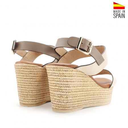 Cuñas doble tira beige