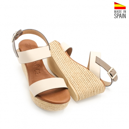 Cuña doble tira beige