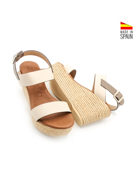 Cuña doble tira beige