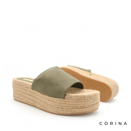 mules plataforma mujer verdes