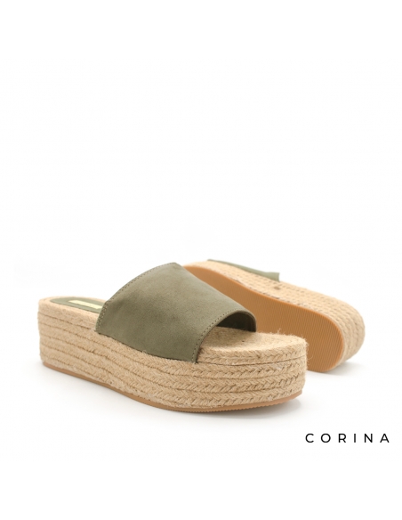 mules plataforma mujer verdes