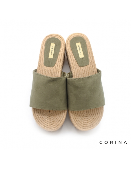 Sandalias mule plataforma verde