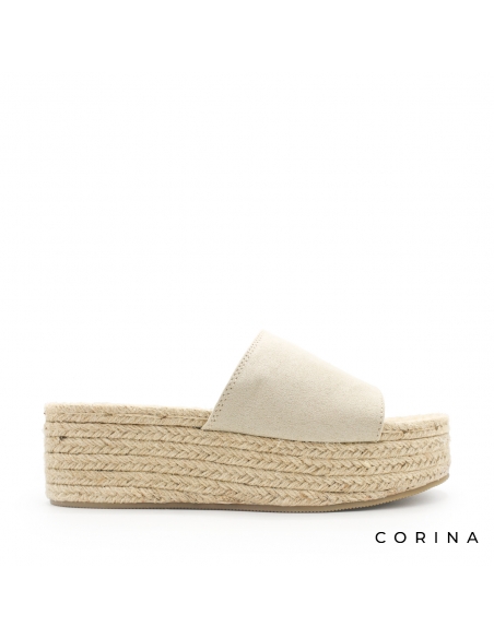 Sandalia mule plataforma esparto beige
