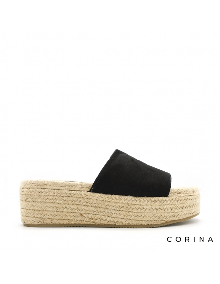 Sandalia mule plataforma negra