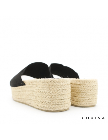 Sandalia Mule Negra esparto
