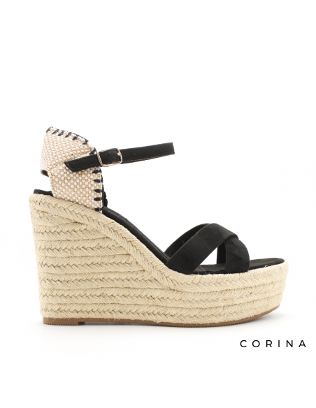 sandalias cuña negras