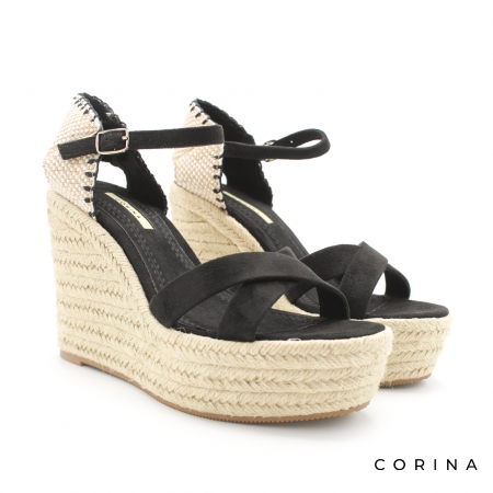 Sandalias Negras CuÃ±as De Esparto Negras Sandalias Negras Con