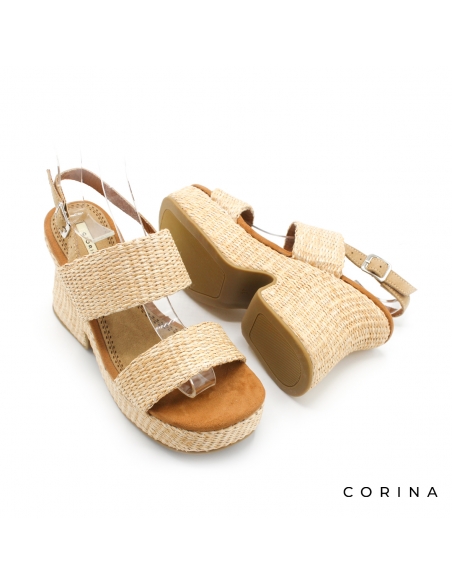 sandalias tacón plataforma rafia