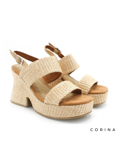 sandalias tacón rafia